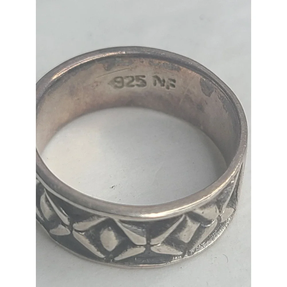 New Sterling Silver 925 Geometric Pattern Band Ring Size 7 4.5 g